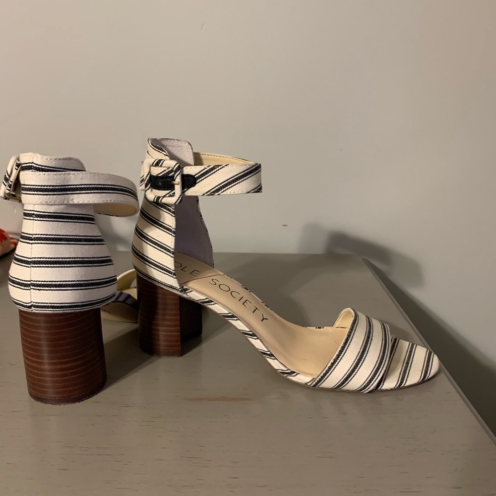 Sole Society Ticking Heeled Sandals 9